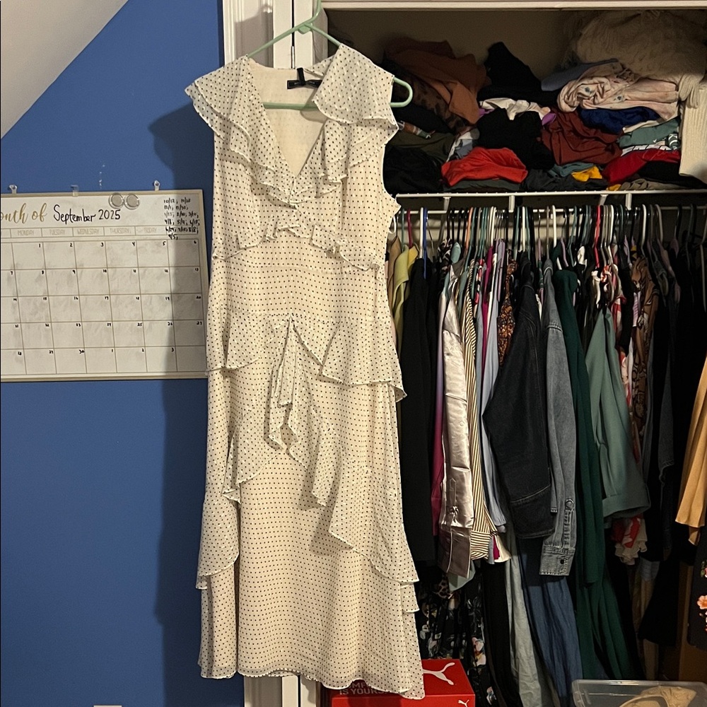 BCBGMaxAzria White Ruffle High Low Dress